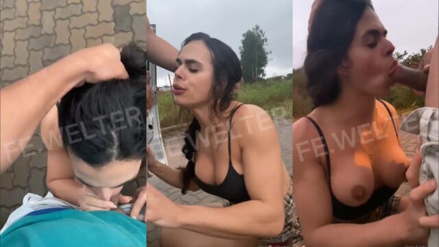 Fernanda Welter pelada na rua fazendo boquete gostoso