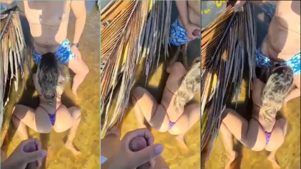 Dayanne Andressa se divertindo com dois boys na praia