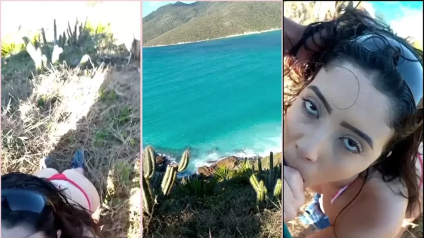 Aline Vitoria fazendo um “serviço” ao ar livre
