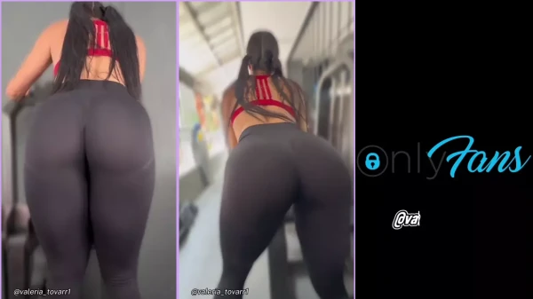 Valeria Tovar gravando sua malhação na academia
