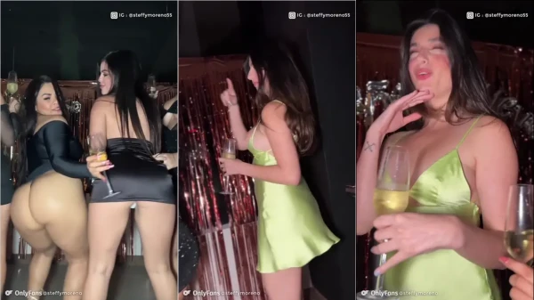 Steffy Moreno se jogando na pista com as amigas na balada
